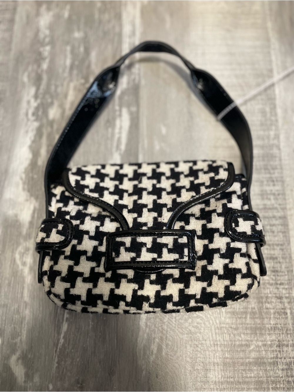 Vintage Y2K Black & White Houndstooth Mini Shoulder Bag